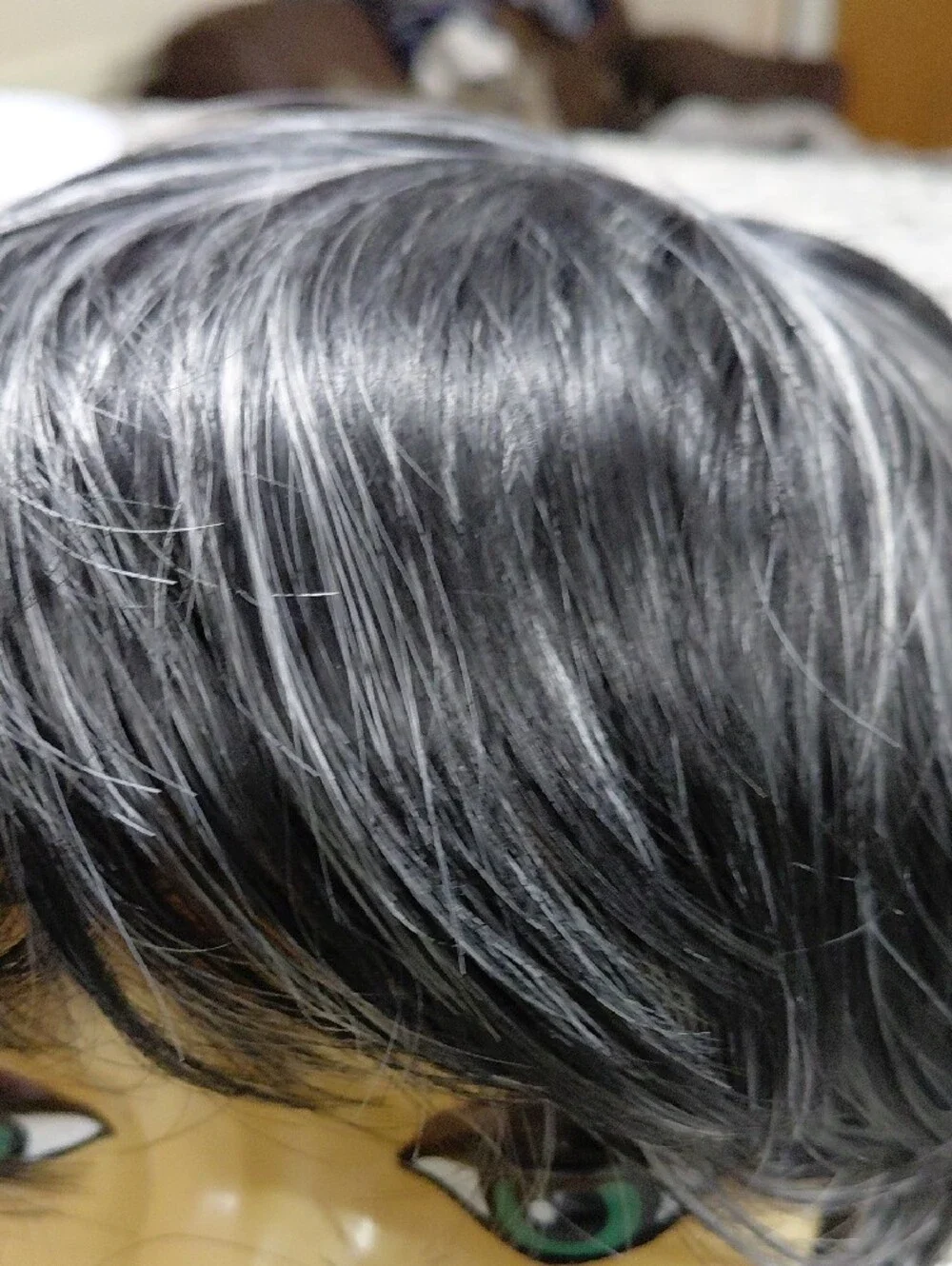 Others Follow Short Black Wig with Gray Highlights